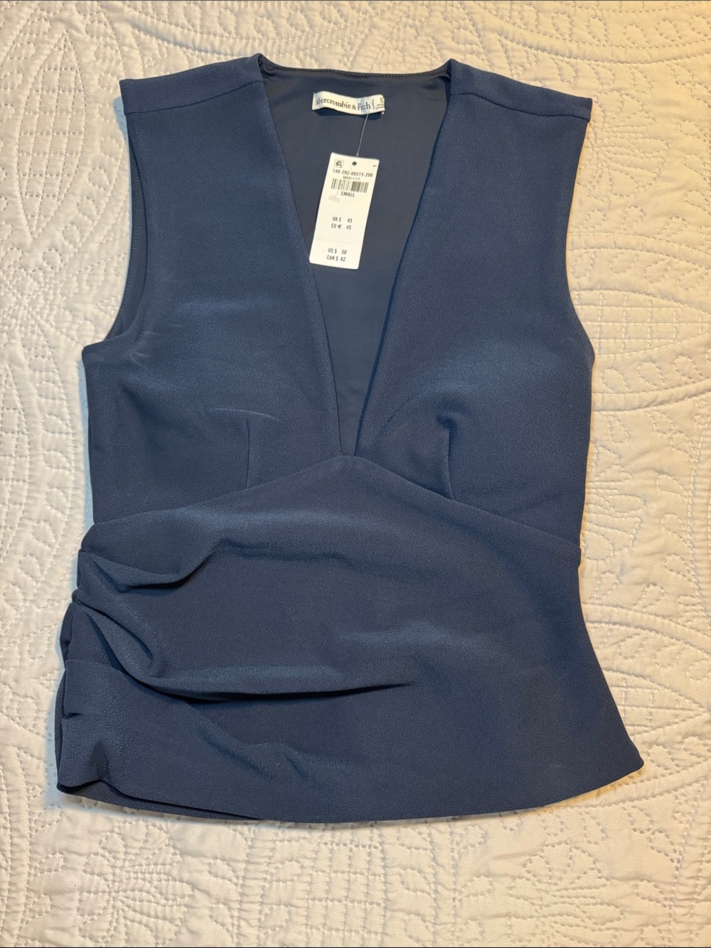 Abercrombie & Fitch Dark Navy Sleeveless V-Neck Wrap Top